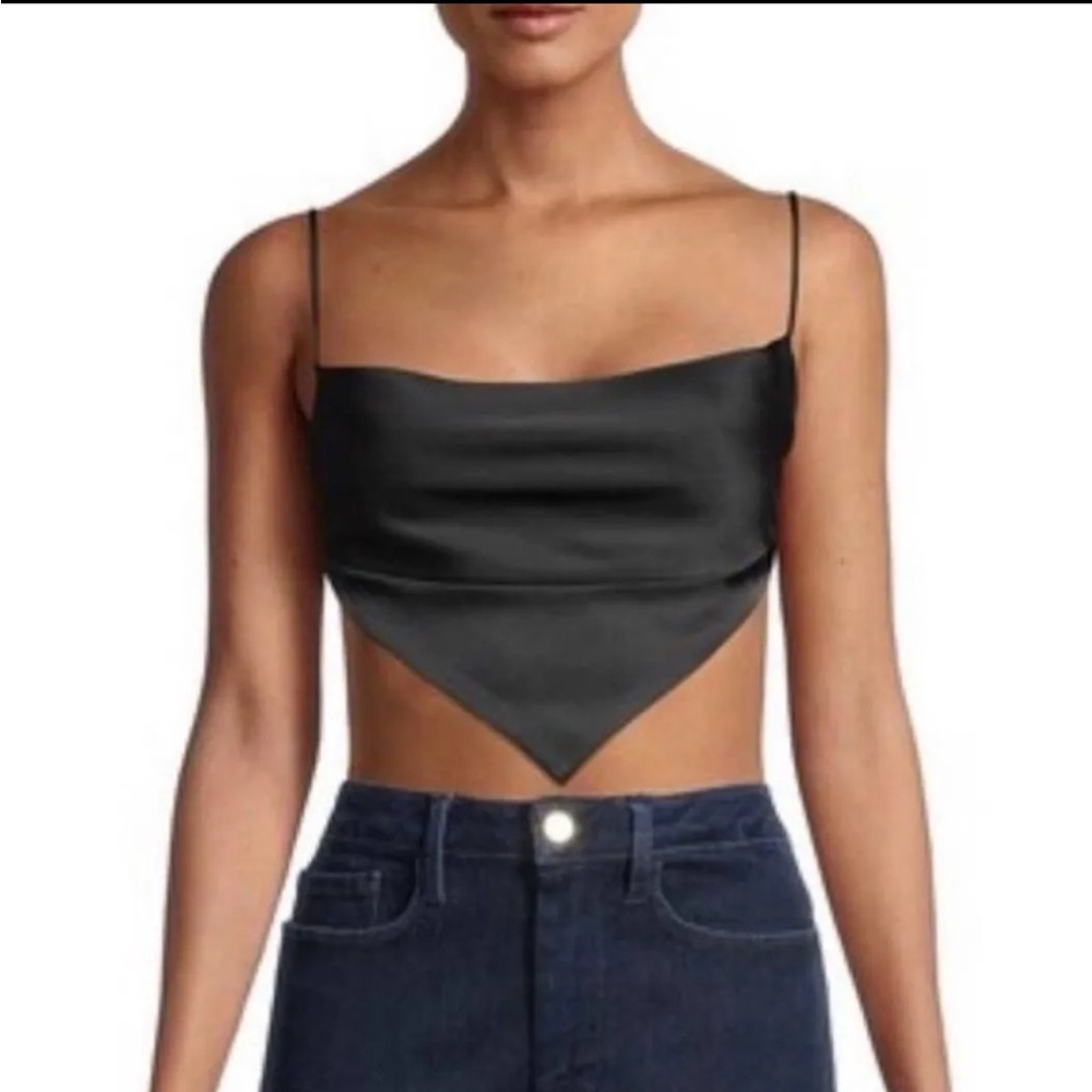 Danielle Bernstein Handkerchief Cropped Satin Top